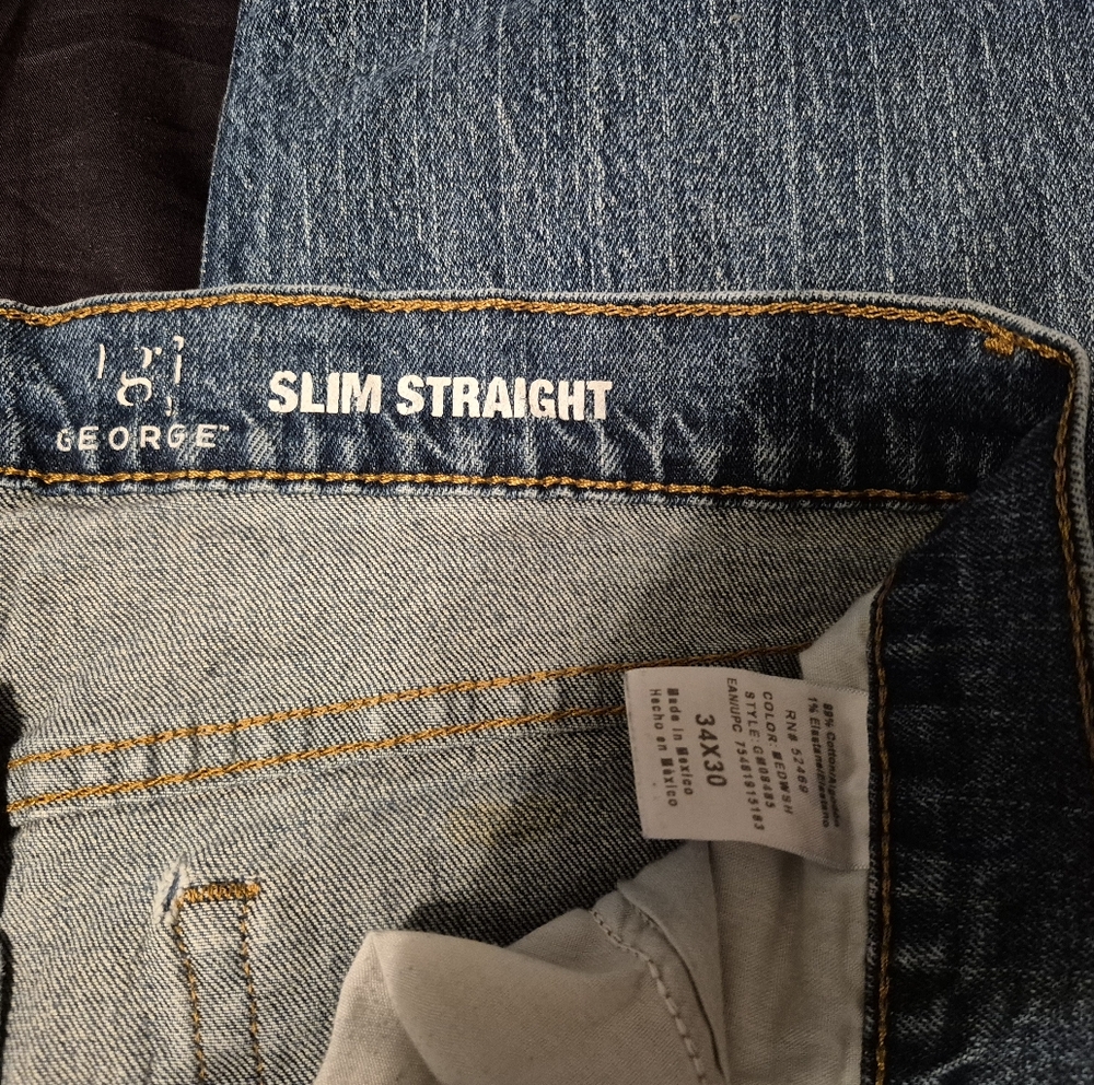 George Men's Slim Straight Jeans - Classic Blue
